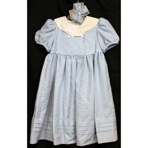 Casero's Blue Gingham Dress w/Hair Bow sz 6x Country Classic Party Easter Specia